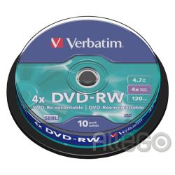 Verbatim DVD-RW 4.7GB/120Min/4x Cakebox (10 Disc)