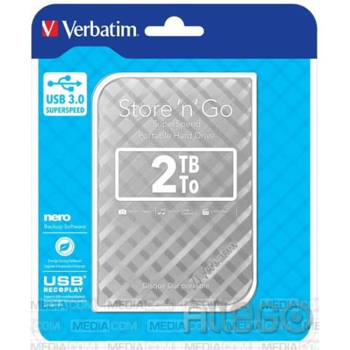 Bild: Verbatim Festplatte 2TB USB3.0 ext. 2,5 Z. silber