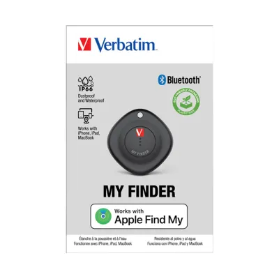 Verbatim Bluetooth Item Finder MYF-01 / 32130 | Tracker kompatibel mit Apple Find My | NFC | Schlüsselanhänger | schwarz