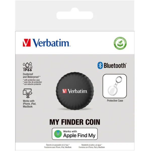 Verbatim Bluetooth Tracker My Finder Coin | MYFC-01B 32133 | Apple Find My kompatibel | NFC | Summer | schwarz