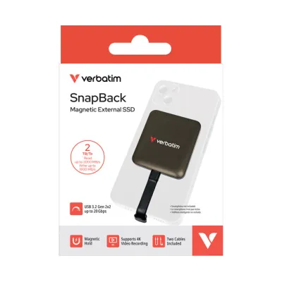 Verbatim Externe SSD SnapBack 2TB 32062 | USB-C 3.2 Gen 2x2 | bis 2000/1800 MB/s | MagSafe-kompatibel | Mocha Metallic