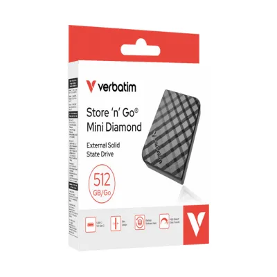 Verbatim SSD Store'n Go Mini Diamond 32024 | 512GB extern | USB 3.2 Gen 2 Typ-C | 1000MB/s | schwarz