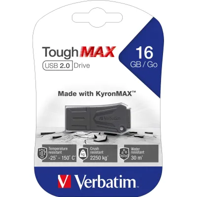 Verbatim USB-Stick 16GB 201168 | ToughMAX USB 2.0 | KyronMAX Gehäuse | extrem robust | Schwarz