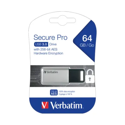 Verbatim USB-Stick Store 'n' Go Secure Pro 64GB 98666 | USB 3.0 | 256 Bit AES | Passwortschutz | Silber