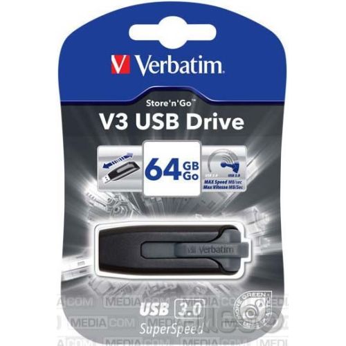 Bild: Verbatim USB 3.0 Stick 64GB, V3 Store n Go, grau