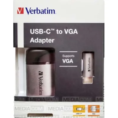 Verbatim USB-C auf VGA Adapter 49145 | USB 3.1 Gen 1 | 10 cm Kabellänge | Slimline | D-Sub 15pol | 25g | Silber
