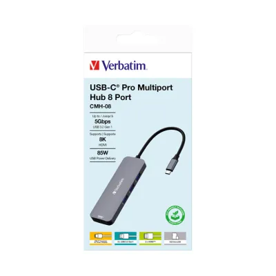 Verbatim USB-C Pro Multiport Hub 8 Port CMH-08 32151