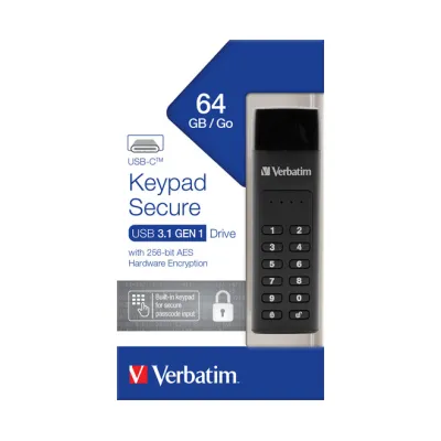 Verbatim USB3.1 Stick 64GB, Typ C, Secure, Keyp.