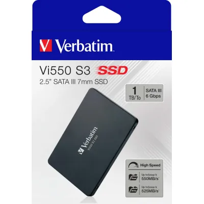 Verbatim SSD 1TB Vi550 S3 49353 | intern 2,5 Zoll SATA III | bis 560MB/s Lesen 535MB/s Schreiben | 7mm | schwarz
