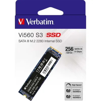 Verbatim SSD M.2 2280 Vi560 S3 256GB | SATA-III 6Gb/s | Bis 560 MB/s Lesen | Bis 460 MB/s Schreiben