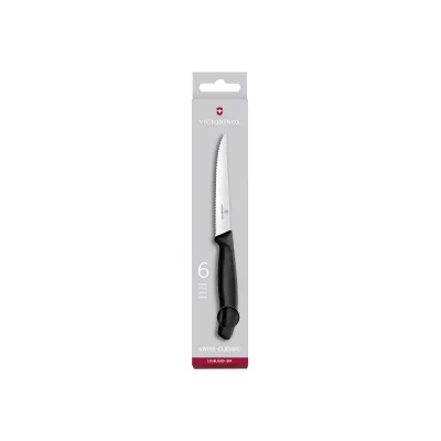 Victorinox Steakmesser Set Swiss Classic 6-teilig | Wellenschliff | 11 cm | spülmaschinengeeignet | schwarz