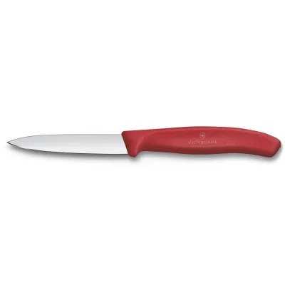 Victorinox Gemüsemesser Swiss Classic 8cm | Küchenmesser | gerade Klinge | Klingenstahl | Kunststoffgriff | rot