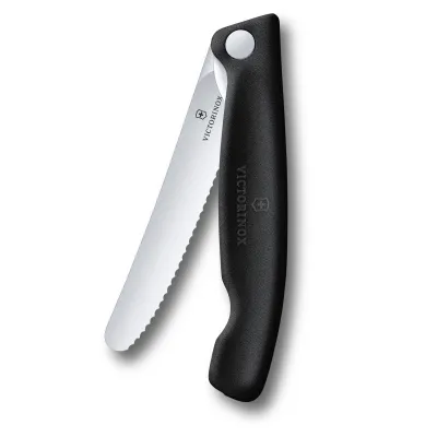 Victorinox Picknickmesser Swiss Classic 6.7833.F | Faltbar | Wellenschliff | 11 cm Klinge | Edelstahl | Schwarz