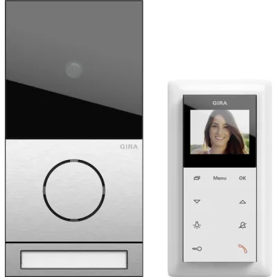 GIRA Video-Türsprechanlage System 106 | 2416000 | Edelstahl | 1-Familienhaus | Bus-System | silber/weiß