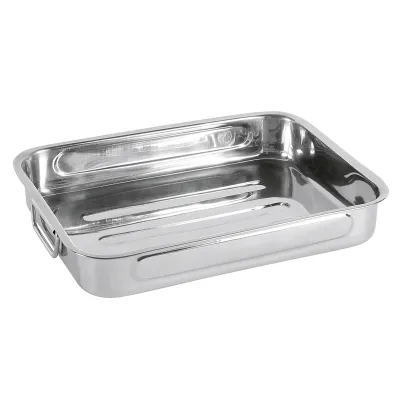 Karl Krüger Vierkantpfanne 15035 | Backofenpfanne 35x26x6 cm Edelstahl | klappbare Griffe | rostfrei | Silber