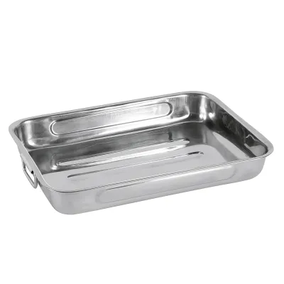 KRÜGER Vierkantpfanne 15040 | Backofenpfanne Edelstahl 40x30x6 cm | klappbare Griffe | rostfrei | leicht zu reinigen