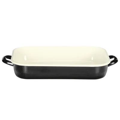 KRÜGER Vierkantpfanne Triest 14136TR | 36 cm | Emaille | Induktion geeignet | Glasdeckel | Schwarz/Creme