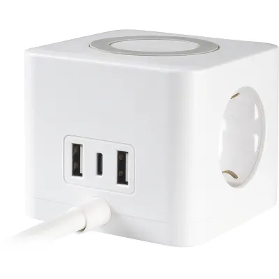 Vivanco 3-fach Steckdosenwürfel | 2x USB-A & 1x USB-C | 1,4m Kabel | Kunststoffgehäuse | Weiß