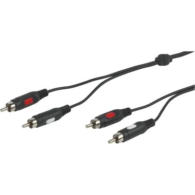 Vivanco Cinch Kabel 46/00 50 | 2x Cinch Stecker auf 2x Cinch Stecker | 5m Verbindungskabel Audio Video | Schwarz
