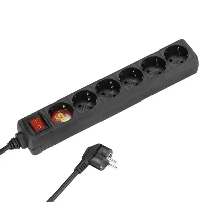 ElectronicPartner Steckdosenleiste 6-fach | Mit Schalter | 1,4m Kabel | 1,5mm² | Schwarz