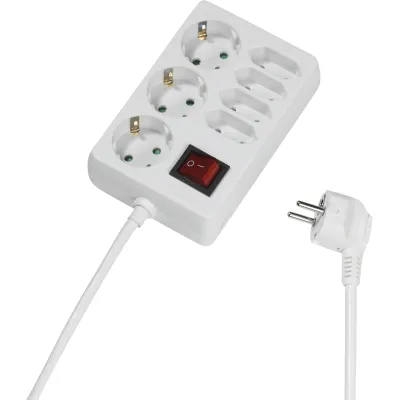 Vivanco Steckdosenleiste 7-fach | Ein-/Ausschalter | 1,4 m Kabel | Überspannungsschutz | Weiß