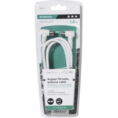 ElectronicPartner Antennenkabel EP60065901 | Koax 90dB doppelt geschirmt | 1,5m | Winkelstecker | Weiß