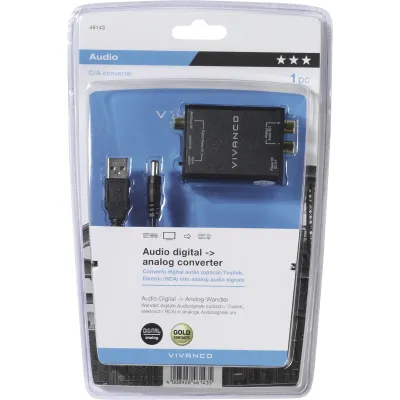 ElectronicPartner Adapter EP60065722 | Audio Digital-Analog-Converter | Cinch auf Toslink & 2x Cinch | Schwarz