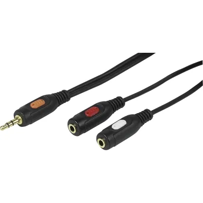 Vivanco Audioadapter EP60065723 | 3,5mm Klinke Stecker auf 2x 3,5mm Buchse | Stereo Splitter Kabel 0,2m | Schwarz