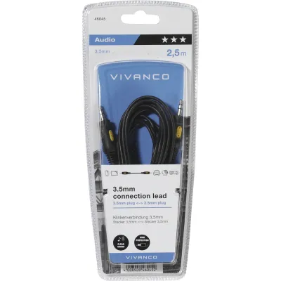 ElectronicPartner Audiokabel 3,5mm Klinke auf 3,5mm Klinke | Stereo Verbindungskabel | 2,5m Länge | Schwarz