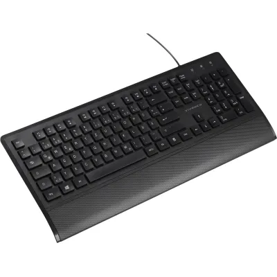 ElectronicPartner Multimedia Keyboard mit Handballenauflage | Kabelgebunden | Für PC | Ergonomisch | Schwarz