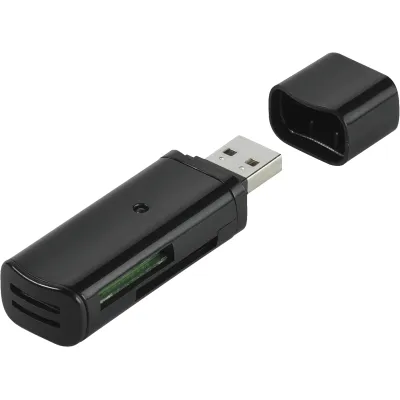 Vivanco USB Kartenleser Stick Universal | USB 2.0 | SD, microSD, Memory Stick, SDHC, SDXC, TransFlash | Schwarz