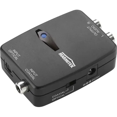 Marmitek Audio-Konverter Connect DA21 | Digital zu Stereo | Toslink & Koaxial Eingang | Cinch Ausgang | 192kHz | Schwarz