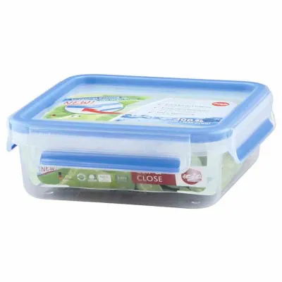 Emsa Clip & Close Frischhaltedose 0,85L quadratisch | BPA-frei | auslaufsicher | mikrowellengeeignet | blau