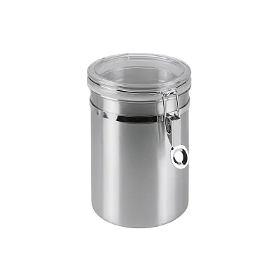 Metaltex Vorratsdose 185311 | Edelstahl 1,3l | luftdicht mit Acryldeckel & Bügelverschluss | Aromaschutz | Silber