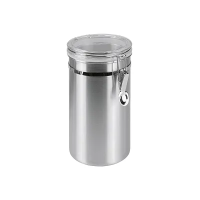 Metaltex Vorratsdose 185312 | Edelstahl 2,0 l | Acryldeckel luftdicht | Bügelverschluss | Aromaschutz | silber