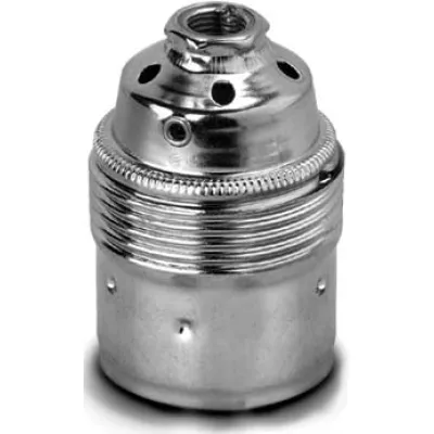 Houben Fassung E27 102803 | Edisonfassung | Glattmantel | Metall Stahl | Nippelgewinde M10x1 | Porzellan | Messing