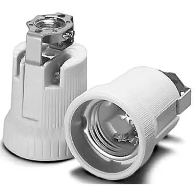 Houben Fassung E27 Porzellan 102570 | Edisonfassung mit Bügel & Erdklemme | M10x1 Gewinde | weiß | einteilig