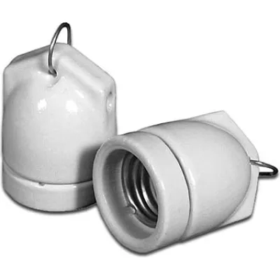 Houben Edison Hängefassung E27 990009 | Porzellan 3-teilig | Lampenfassung | weiß