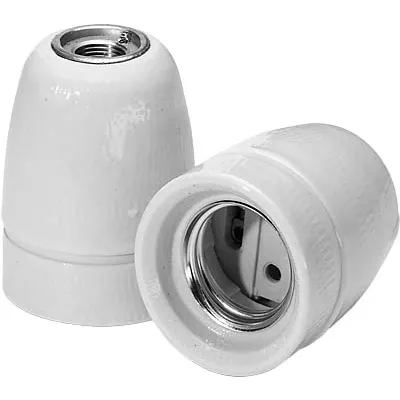 Houben Edisonfassung E27 534833 | Porzellan 3-teilig | Nippelgewinde G3/8A | Schraubbefestigung | weiß