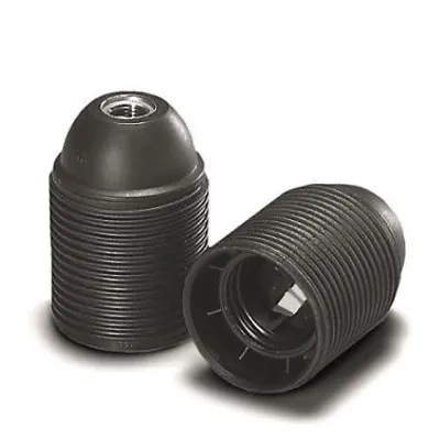 HOUBEN Fassung E27 102050 | Edisonfassung | Lampenfassung | Kunststoff | M10x1 Gewinde | schwarz