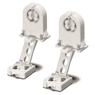 Houben Durchsteckfassung G13 109332 | Lampenfassung mit Starteraufnahme | Kunststoff | Steckbefestigung | weiß