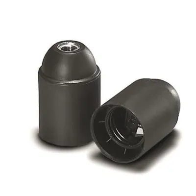 Houben Fassung E27 101947 | Edisonfassung | Kunststoff schwarz | Glattmantel | Nippelgewinde M10x1 | dreiteilig