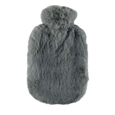 Fashy Wärmflasche 2,0L Thermoplast 67381 29 | extra softer Flauschbezug | abnehmbar & waschbar | grau