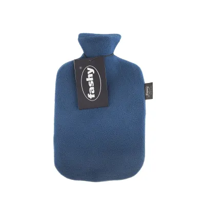 Fashy Wärmflasche 6530 54 2007 | 2L Thermoplast | abnehmbarer Fleecebezug | waschbar | BPA-frei | saphir blau