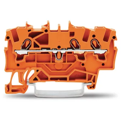 WAGO Reihenklemme 2001-1302 | 3-Leiter Durchgangsklemme | 0,25–1,5mm² | 18A | Push-in CAGE CLAMP | Hutschiene | orange