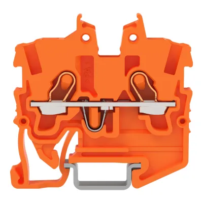 WAGO Durchgangsklemme 2050-1202 | 2-Leiter Mini | Push-in CAGE CLAMP | 0,14-1,5 mm² | 13,5A | Hutschiene TH15 | orange