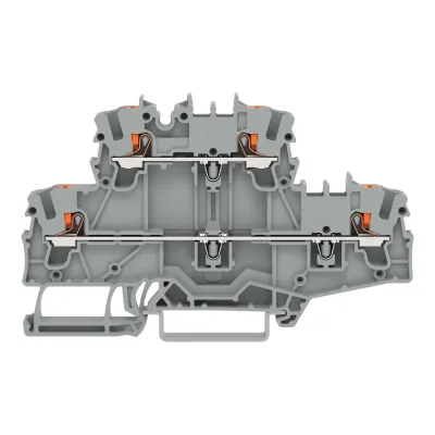 WAGO Reihenklemme Doppelstock 2202-2701 | 0,25-4 mm² | 2 Etagen | 2 Klemmstellen | 24A | 800V | Hutschiene TS35 | grau