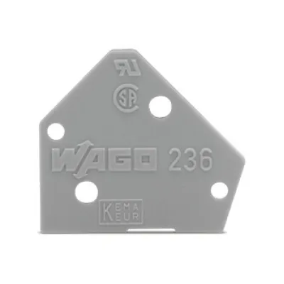 WAGO Abschlussplatte 236-100 | Endplatte | 1 mm dick | rastbar | Kunststoff | V0 | grau