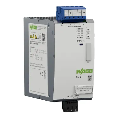 WAGO Pro 2 2787-2147 | Schaltnetzteil 24V 20A | 1-phasig | 480W | IP20 | Tragschienenmontage