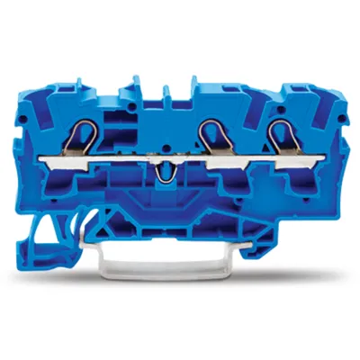 WAGO Durchgangsklemme 3-Leiter 2004-1304 | Reihenklemme 0,5-4 mm² | Push-in CAGE CLAMP | 32A | 800V | TH35 | blau